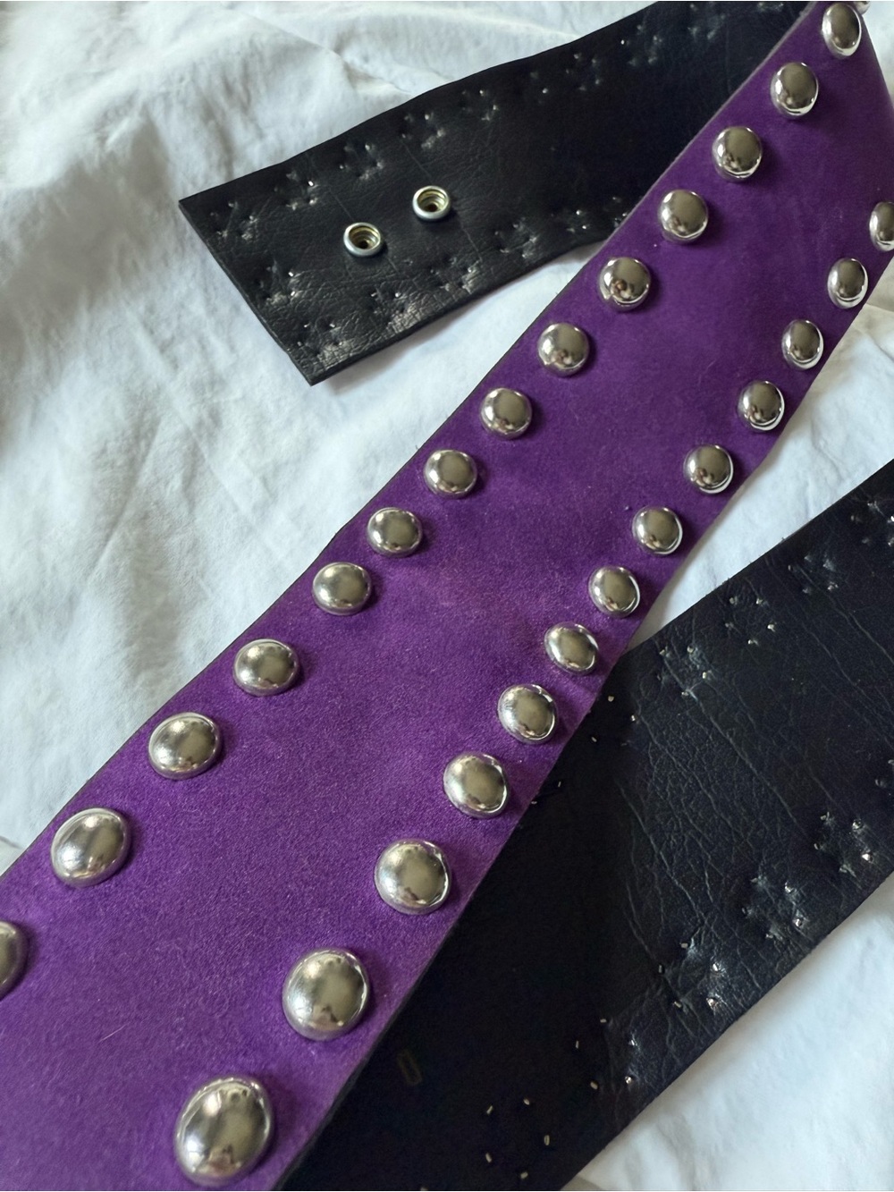 Purple Leather Studded Punk Belt - Women Accessories